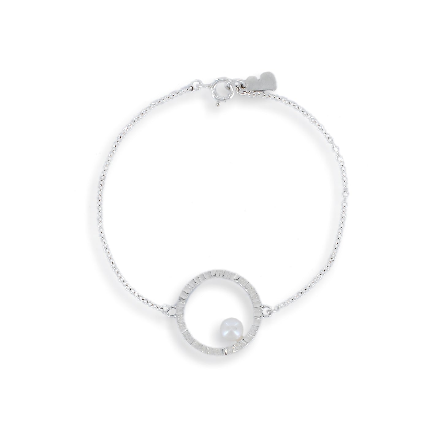 Silver Medium Cylch Bracelet With Pearl