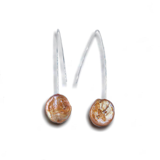Bronze Freshwater Coin Pearl Drop Earring