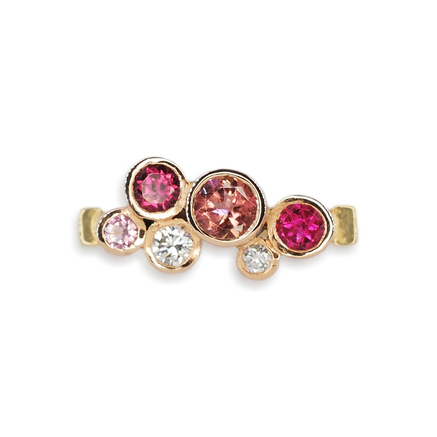 9ct Gold Tutti Fruity Tourmaline & Diamond Ring