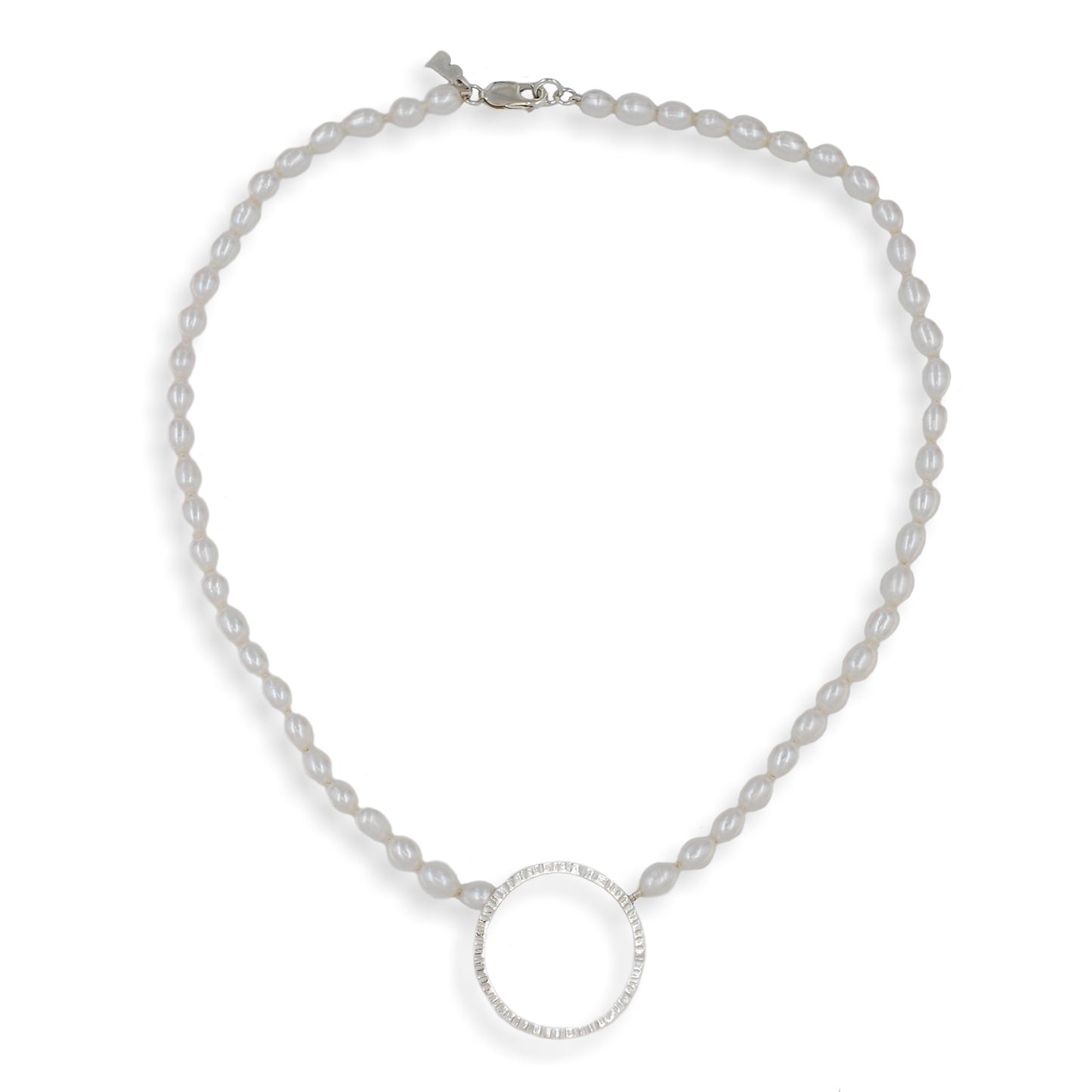 Large Silver Cylch Pendant with Pearl