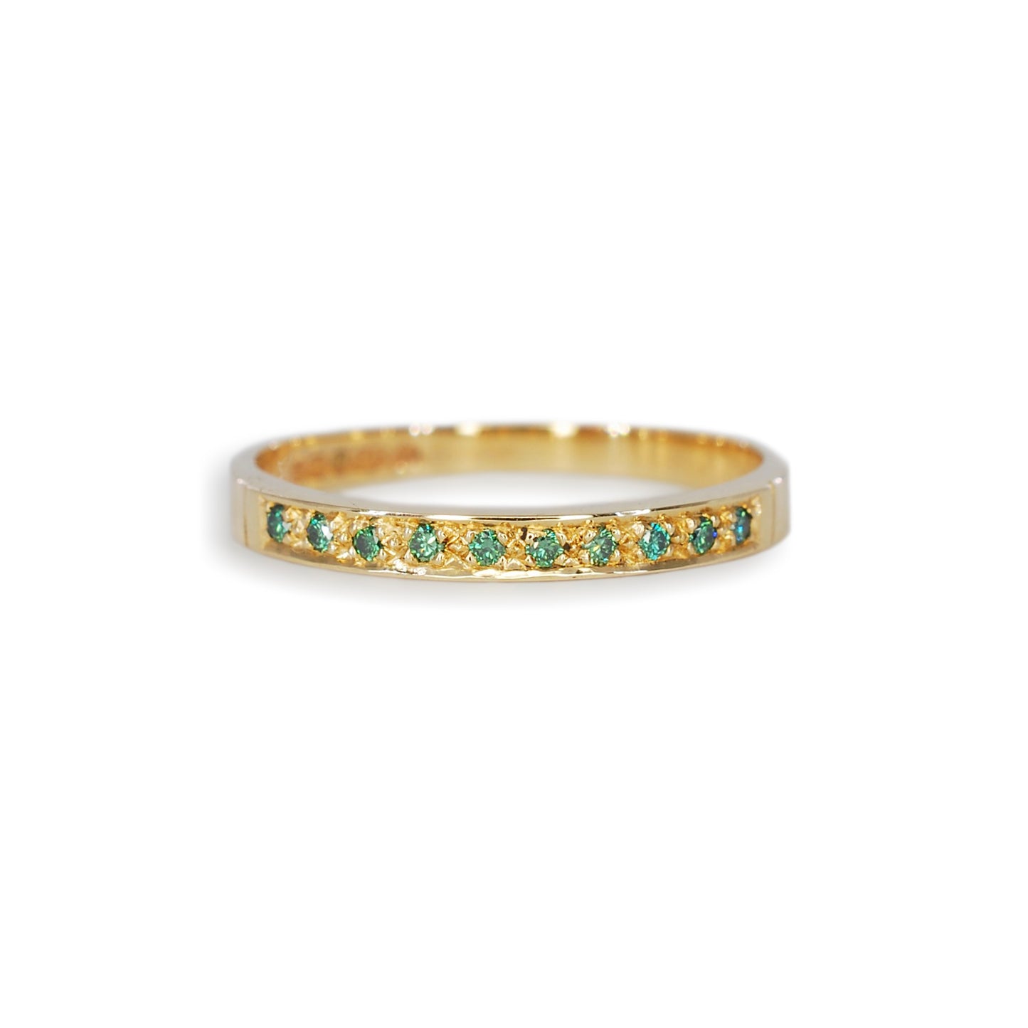 Yellow Gold Green Diamond Eternity Ring