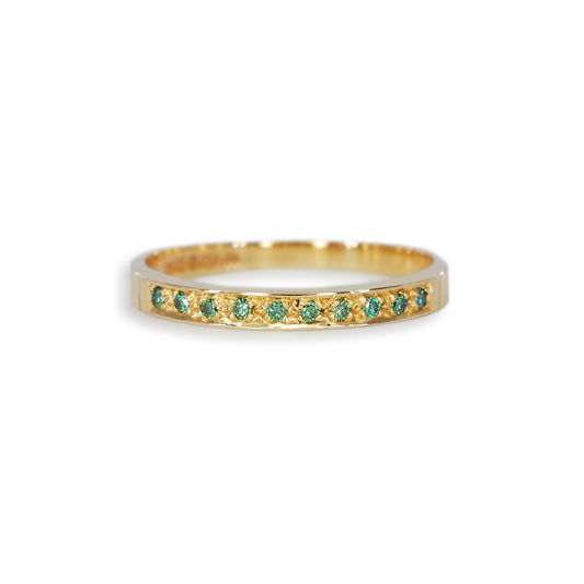 Yellow Gold Green Diamond Eternity Ring