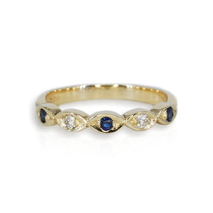 9ct Yellow Gold Sapphire & Diamond Ring