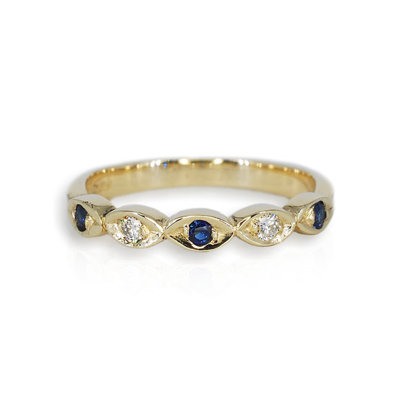 9ct Yellow Gold Sapphire & Diamond Ring