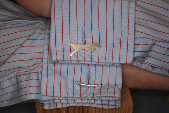 Silver Reversible Dog & Thumbstick Cufflinks