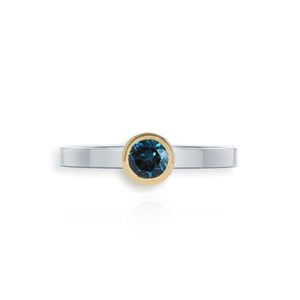 Silver & Gold London Blue Topaz Stacking Ring