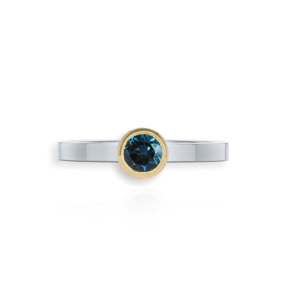 Silver & Gold London Blue Topaz Stacking Ring