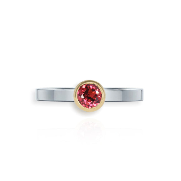 Silver & Gold Rhodolite Garnet Stacking Ring