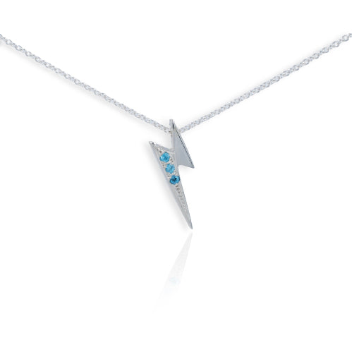 Silver Lightning Pendant set with Blue Topaz