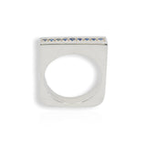 Silver Sapphire Square Ring