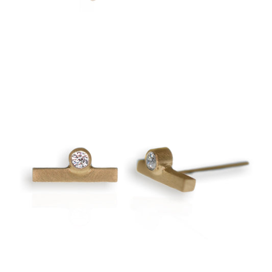 9ct Yellow Gold Stix Earrings with Diamond