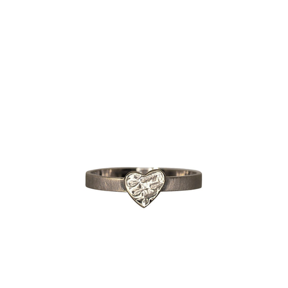 Silver Heart Textured Ring