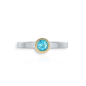 Silver & Gold Swiss Blue Topaz Stacking Ring
