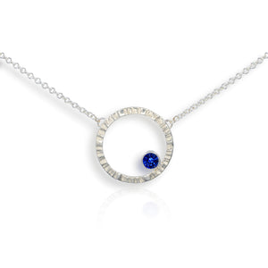 Cylch Silver Pendant with Blue Sapphire