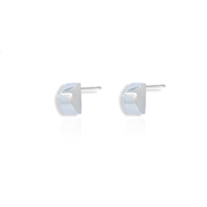 Lunar Half Moon Silver Stud Earrings