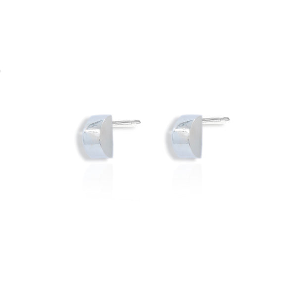 Lunar Half Moon Silver Stud Earrings