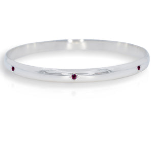 Silver Rhodolite Garnet Bangle