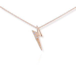 9ct Rose Gold Diamond set Lightning Pendant
