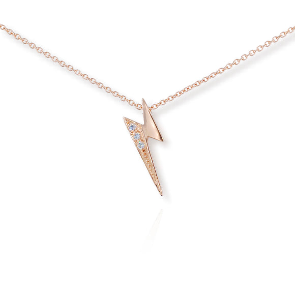 9ct Rose Gold Diamond set Lightning Pendant