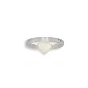 Silver Satin Heart Ring