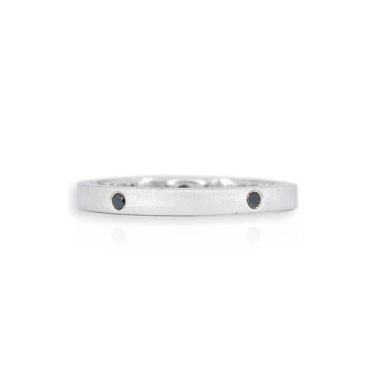 Satellite Silver Black Diamond Ring