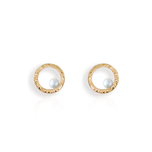 Cylch 9ct Yellow Gold Stud Earrings with Pearl