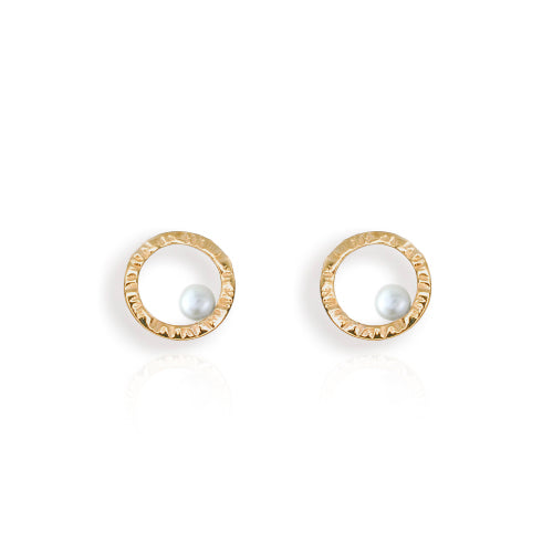 Cylch 9ct Yellow Gold Stud Earrings with Pearl
